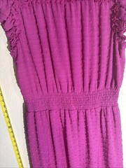 CeCe Magenta Large Boho Ruffle Cap Sleeve Layered Midi Dress Smocked Waist Fairy