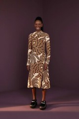 NWT FARM Rio Yawanawa Vanahu Printed Midi Ethnic Tribal Feathers Mock Neck Dress