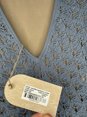 Meshki NWT Aileen Ruffle Crochet Mini Dress in Steel Blue Size XS Longsleeve