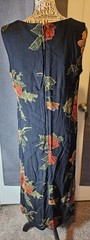 Vintage 90s Karin Stevens Black Red Green Floral Rayon Sleeveless Maxi Midi…