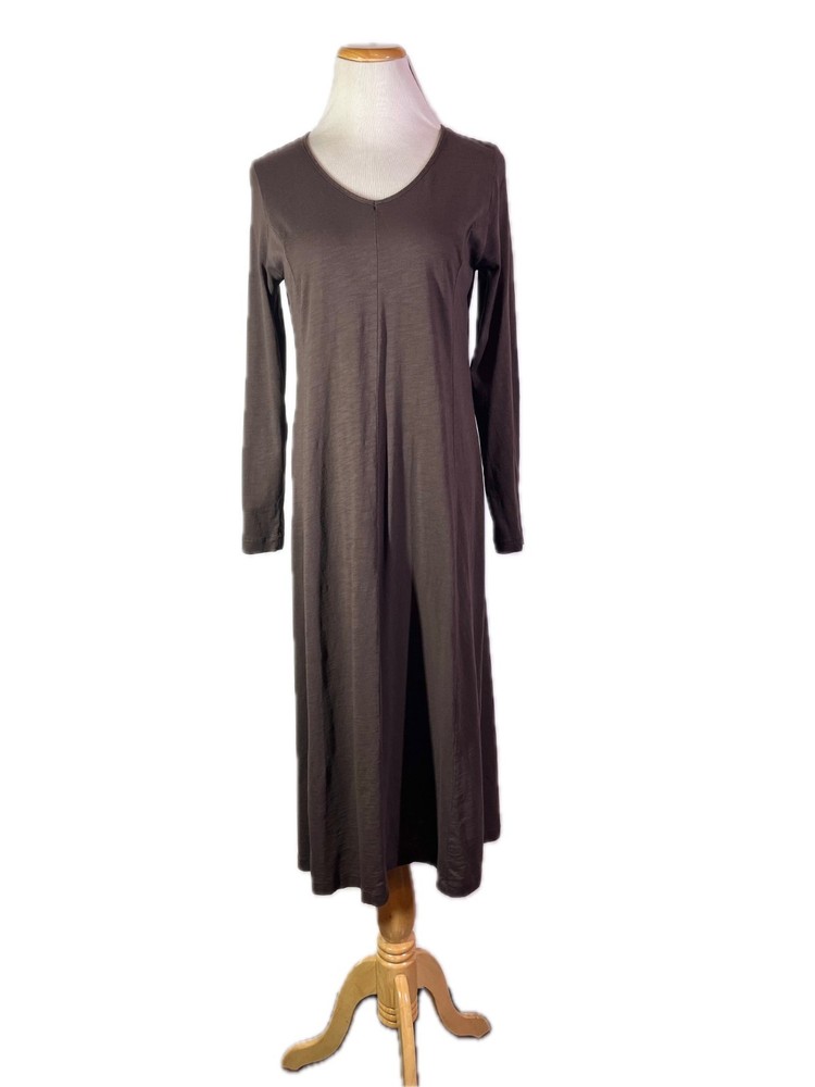 J. Jill Size S Brown Knit Long Sleeve Dress Pullover Pima Cotton Modal Blend