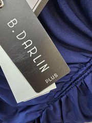 B. Darlin Plus Size Ruched One-Shoulder Dress 18W Navy Solid Back Ziper $79 MSRP