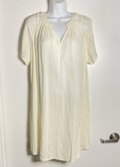 Available Mini Dress Womens Large White w/Gold Metallic threads Short Sleeve NWT