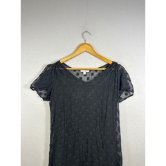 Ella Moss Silk Polka Dot Mini Dress Womens Medium Black Ruffle V-Neck LBD