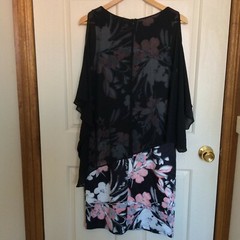TEABERRY ANGLE CHIFFON OVERLAY WITH PINK/GREY FLORAL DRESS SIZE 8