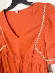 NWT Old Navy Waist-Defined Embroidered Mini Dress In Ginger Spice Sz XXL