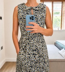 UK 8 / 10 ANNE KLEIN 50s 60s Retro Style Cotton Sleeveless Daisy Summer Dress