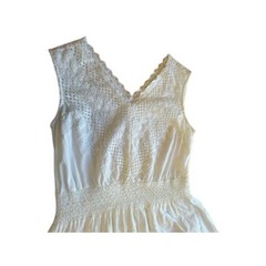 Roller Rabbit Womens White Eyelet Lace Sleeveless Smocked Waist Dress Size M