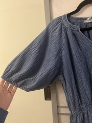 A.N.A. Short Sleeve Popover Cotton Gauze Dress V-neck Elastic Waist Pockets