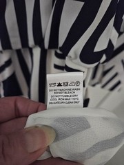 Annie Griffin White & Navy Long Sleeve Geometric Short Silk Dress Small