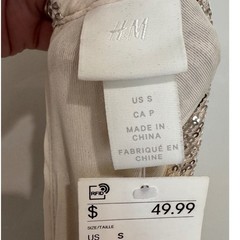 NWT H&M Champagne Sequin Puff Sleeve High Neck Mini Dress New S Holiday Formal