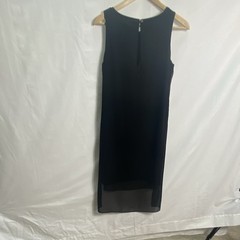 White House Black Market Black Sleeveless Shift Midi Chiffon Lined Sheer Zip XS