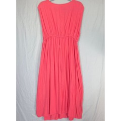Boho Me Coral Pink Maxi Dress L Flowy Empire Waist Sleeveless Beach Resort Gauzy