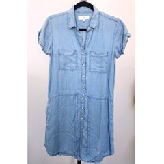 Thread & Supply Light Wash Chambray Tencel Button Down Mini Dress Small