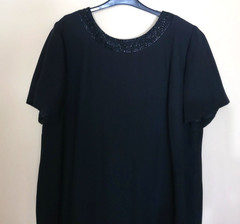 Evan Picone Dress Black Beaded Lined Zip Plus 20W (2X) Gorgeous