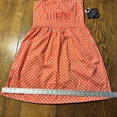 NWT Retro Polka Dot Pinup Strapless Mini Dress Medium Coral Tradwife Euro Summer