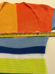 Y2K Colorful Rainbow Crochet Swim Cover Up Resortwear Beach Boho Mini Dress 📐S