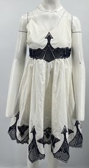 Jonathan Simkhai STAINED White Strapless Navy-Embriodered Fit+Flare Dress sz 4