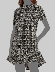 $212 Aqua Womens Black White Metallic Short-Sleeve Houndstooth Mini Dress Size M