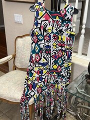 Rouge Collection Plus Size Geometric Wild Color Sleeveless Dress Size 1X