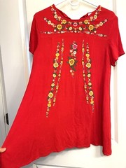UMGEE Women Floral Embroidered Blouse Top Tunic Top Size Small