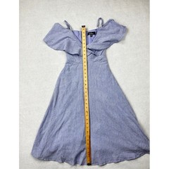 Lulus Blue Striped Cold Shoulder Ruffle Midi Dress JD7498 XXS Periwinkle White