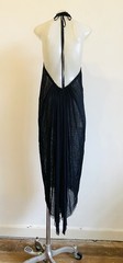 KIRRILY JOHNSTON Black Mesh Drawstring Halter Dress 1 8 -10 Great Pre-Loved