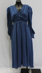 Chicwish Women&rsquo;s V-Neck Puff Sleeve Ruched Midi Dress CN6 Navy Small/Medium NWT