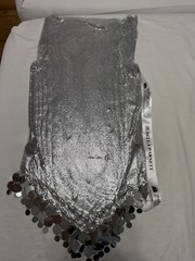 Bella Barnett Silver Metal Mesh dress with Sequin Fringe, Women&rsquo;s Solid