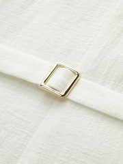 COMMENSE White Sleeveless Button Front Cotton Mini Shirt Dress Cinch Waist XL