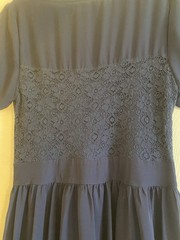 Mikarose Navy Blue Lace Modest Fit & Flare Dress Short Sleeve XL Xlg Wedding