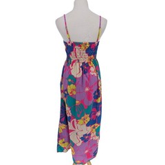 GAP Smocked Top Maxi Dress M Multi Floral Cotton Cottage Boho Chic Retro Beachy