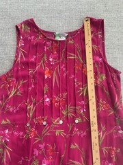 Vintage Stonebridge Maxi Sundress Large Fuchsia Floral Buttons Slit 100% Rayon