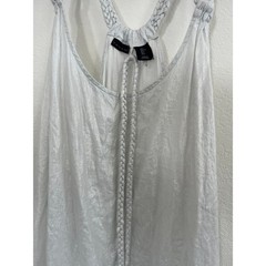 Tahari Linen Blend White Silver Shimmer Maxi Dress Womens Large Beach Boho