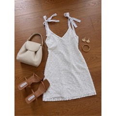 Mi Ami White Floral Mesh Tie Shoulder Mini Dress XS DJDW893IMK