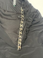 R&M Richards Black Ruched Mini Dress with Chain Straps