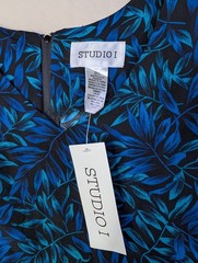 Studio I Women&rsquo;s Sleeveless V-Neck Maxi Dress, Blue and Black Leaf Print