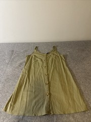 Cotton On Large Linen Blend Full Button Front Mini Dress Tunic Olive Minimalist