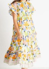 CELIA B Medium Seren Floral Multicolor Tiered Ruffle Midi Boho Dress