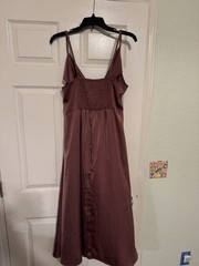 Cider Mauve Satin Cowl Neck Long Slip Dress 2XL Sleeveless Button Straps