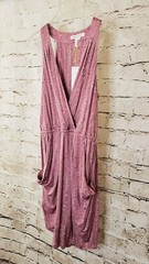 BCBGeneration Draped Pockets Sun Dress Pink Grey Dot Dash Stretch Keyhole Back M