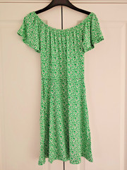 Vertiche Green Mix Patterned Fit and Flair Bardot Short Dress Size 8 BNWOT
