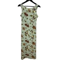 City Triangles VTG Maxi Dress Sleeveless Size 5 Made in USA Sage Green Floral