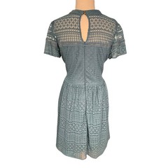 Coquette Romantic Old Money Francesca&rsquo;s Blue Lace Zip Back High Neck Size Large