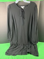 Draper James Tie Neck Flounce Shift Dress Black Size Small