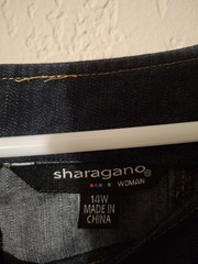 Sharagano Women&rsquo;s 14W Blue Denim Square Neck Sleeveless Fit & Flare Zip Dress