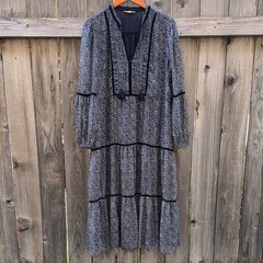 Lucky Brand Printed Shine Chiffon Maxi Dress Size Large