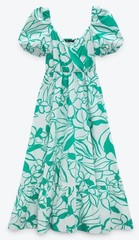 ZARA NEW ECRU BLUE PRINTED POPLIN DRESS SIZE M: 3067/241 Runs Large