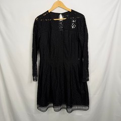 Armani Exchange Womens Black Lace Long Sleeve Dress Size 10 NEW
