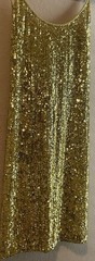 Naeem Khan Ltd Gold Sequin Shift Mini Dress Scoop Neck Strappy Sleeveless Size 8